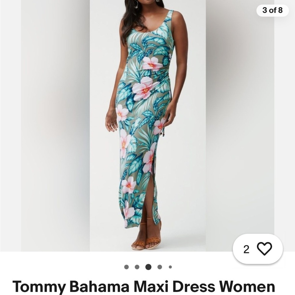 Tommy Bahama Blue and Pink Sleeveless Maxi Dress